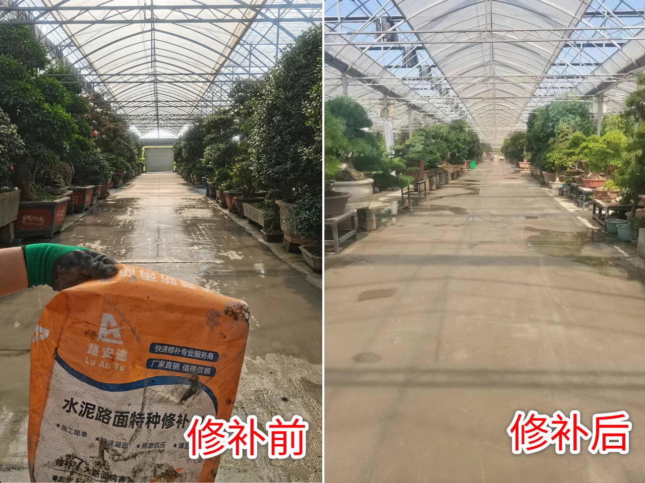修补料丨江苏宿迁花卉市场地面翻新工程案例