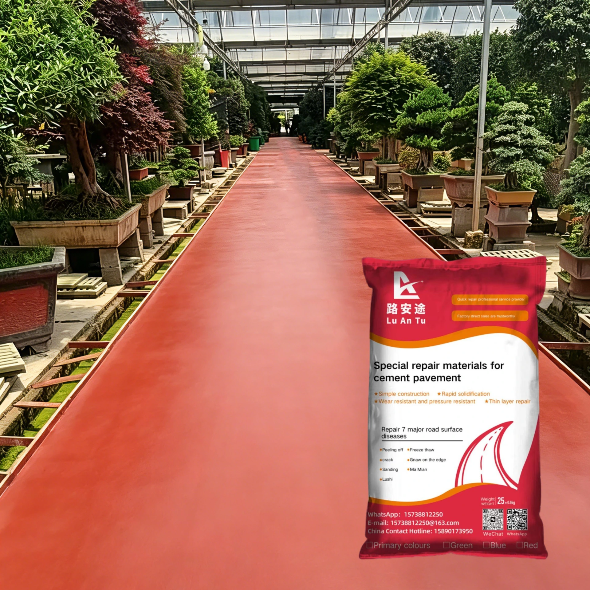 Red Concrete Pavement Repair Material